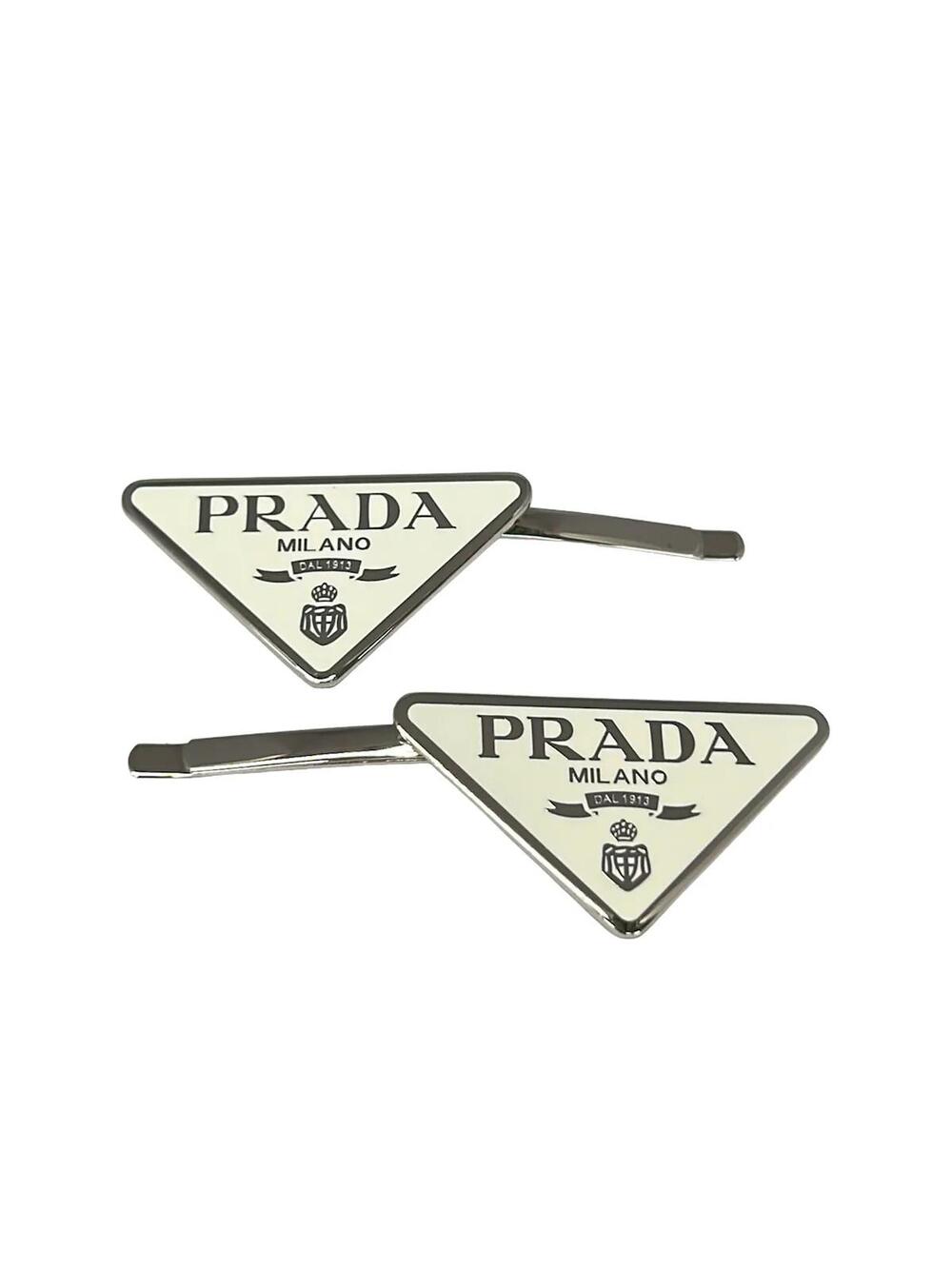 Prada Metal Hair Clip White Silver #368675P64B